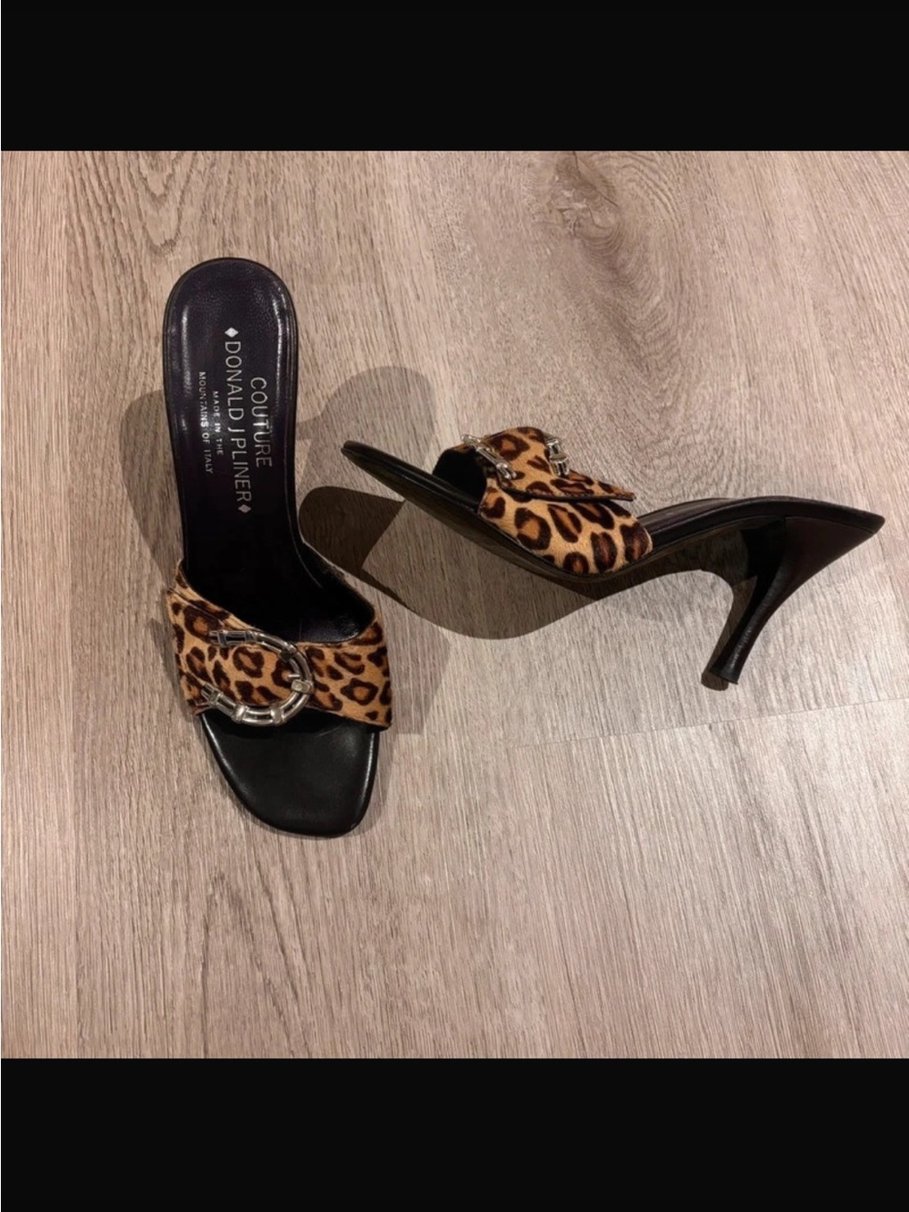 Donald j. Pliner vintage y2k mcbling cheetah buckle kitten heels - Picture 2 of 10